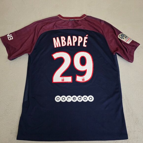 Paris Saint Germain Jersey Mens XL Blue Nike Dri Fit Ligue 1 Soccer Mbappe 29 - Picture 11 of 13
